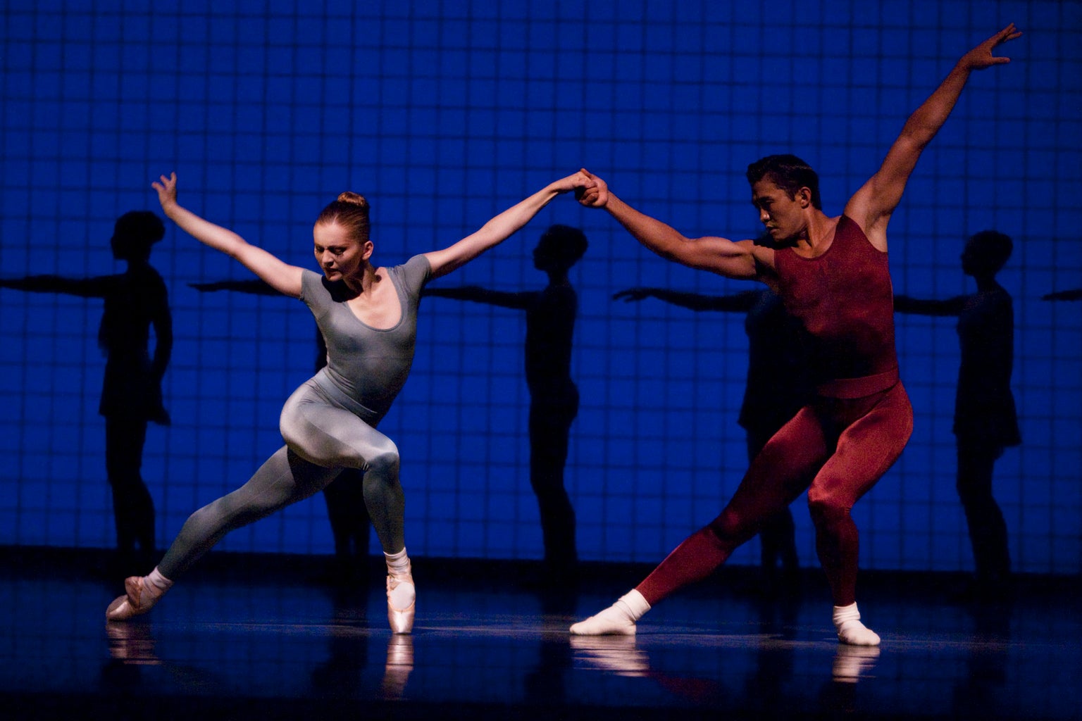 Carla Körbes and Batkhurel Bold in Robbins\' Glass Pieces; courtesy of Pacific Northwest Ballet; photo by Angela Sterling