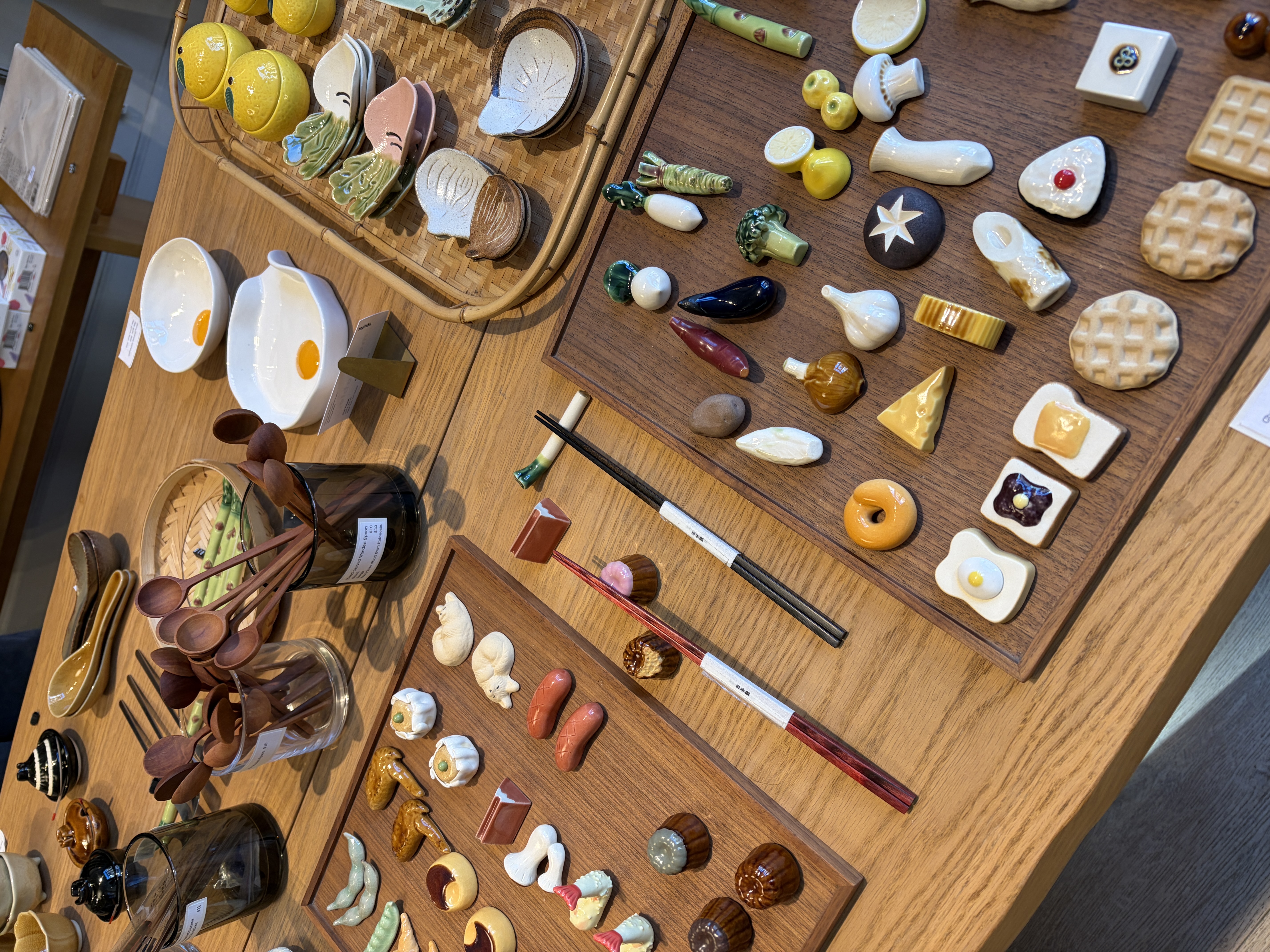 table full of trinkets and small items