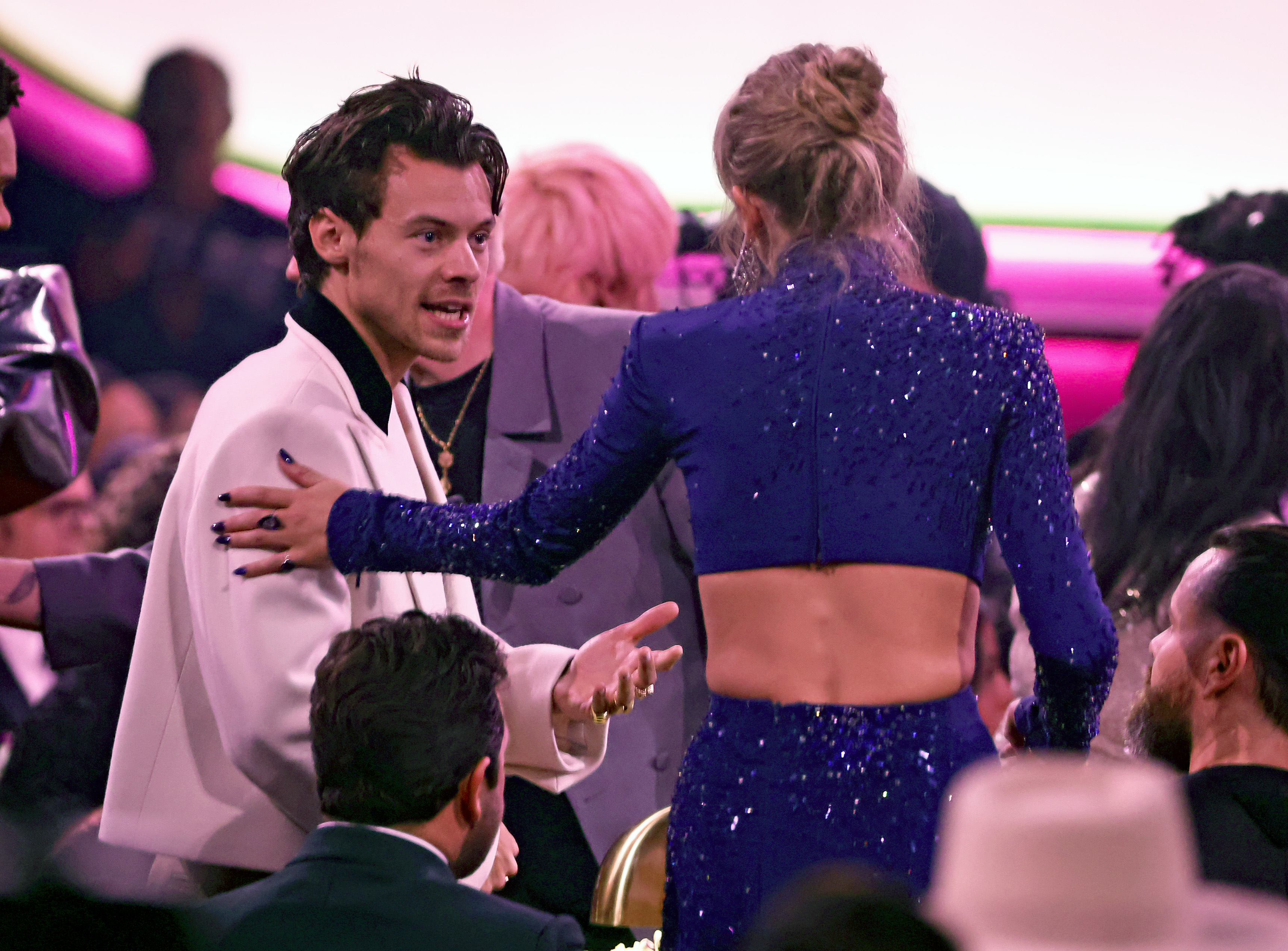 taylor swift and harry styles talk at the 2023 grammy awards