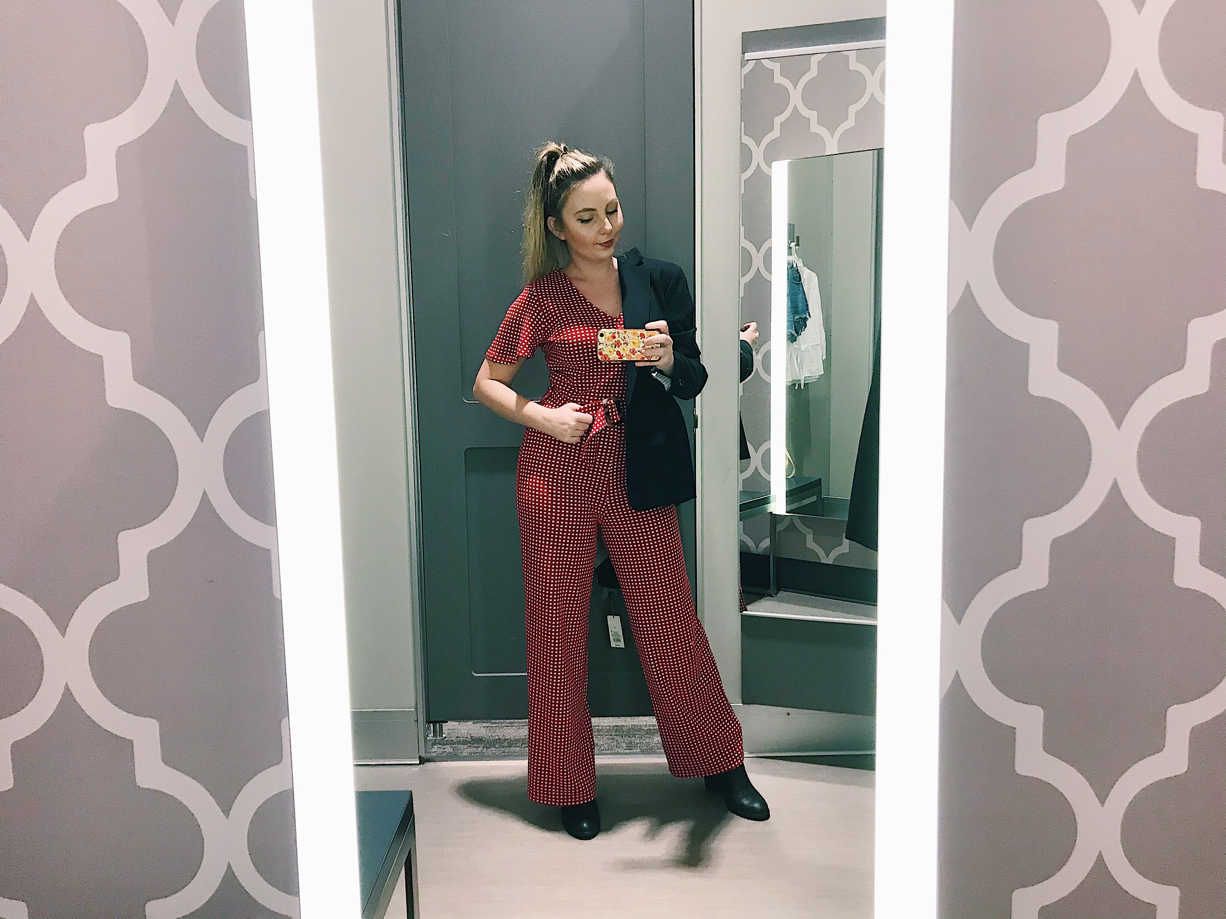 girl trying on clothes