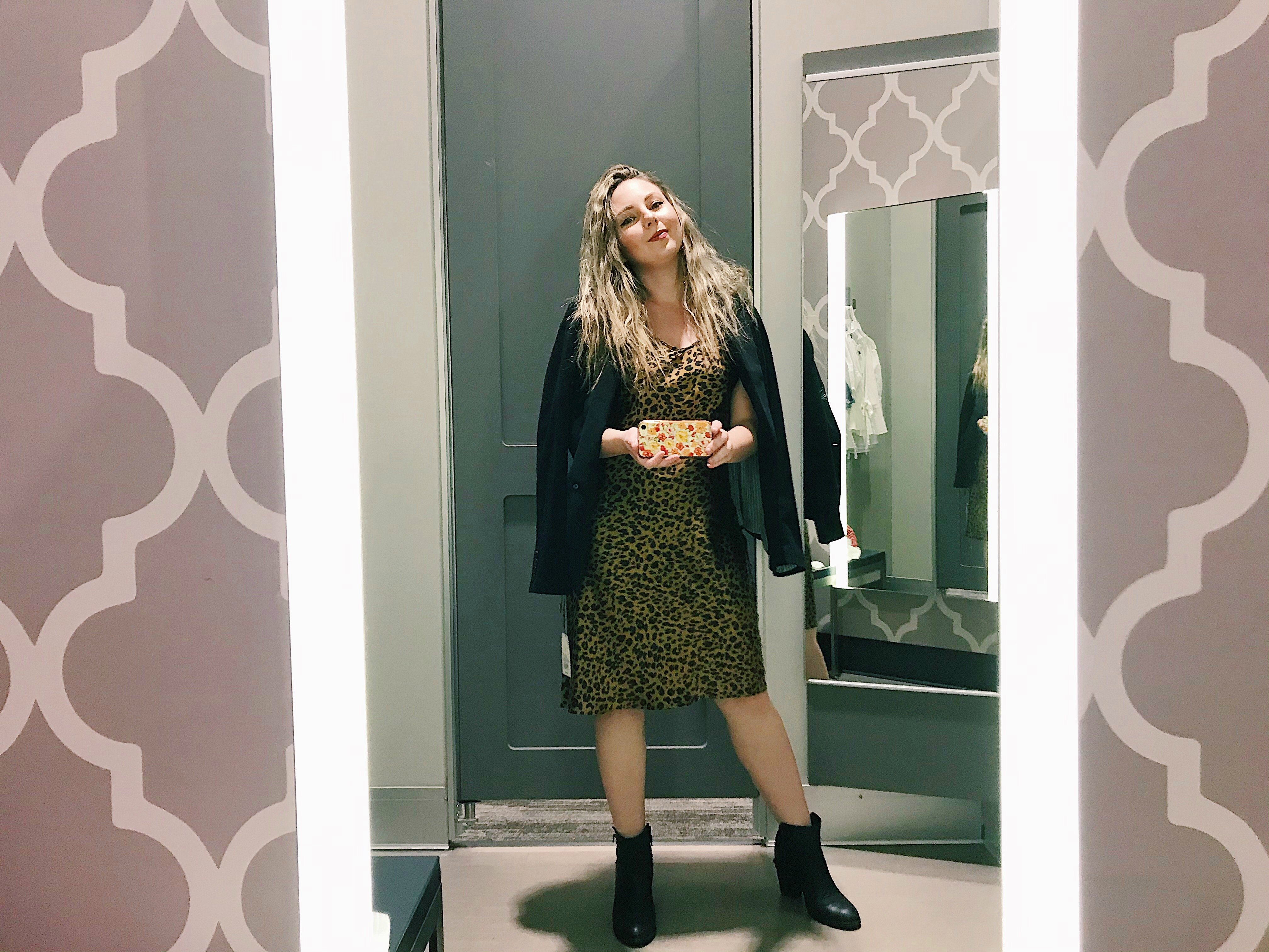 girl trying on clothes