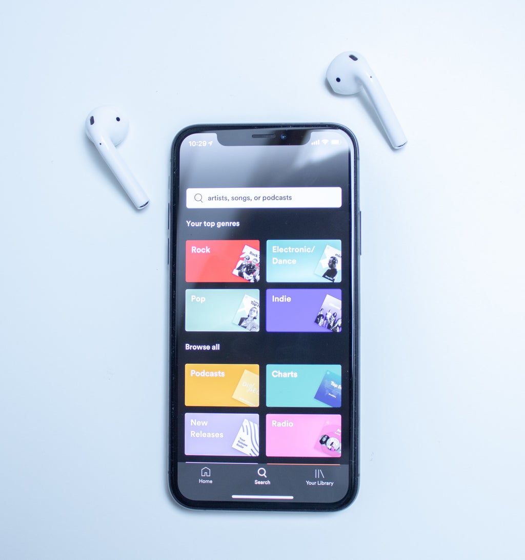 phone with spotify app open