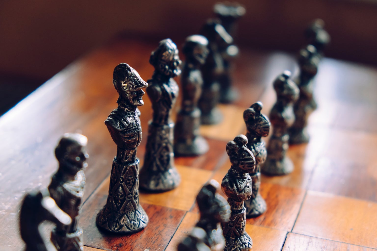 Metal chess pieces