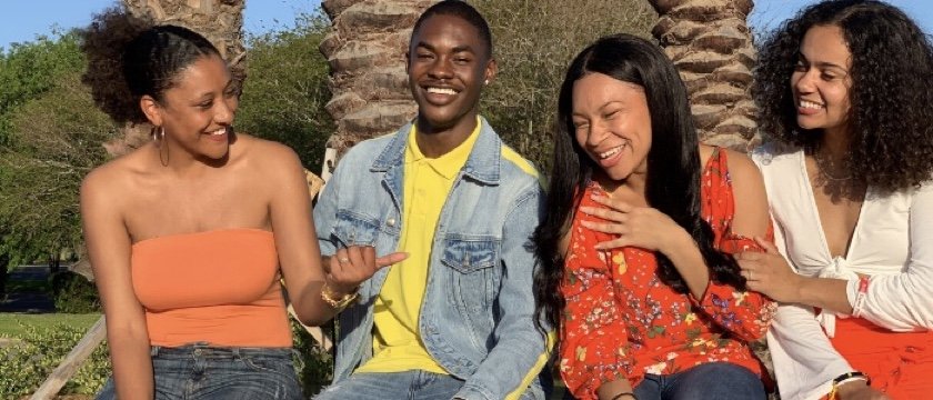 Wendyvette Edwards sitting and laughing with her Black Student Union (BSU) Executive Board