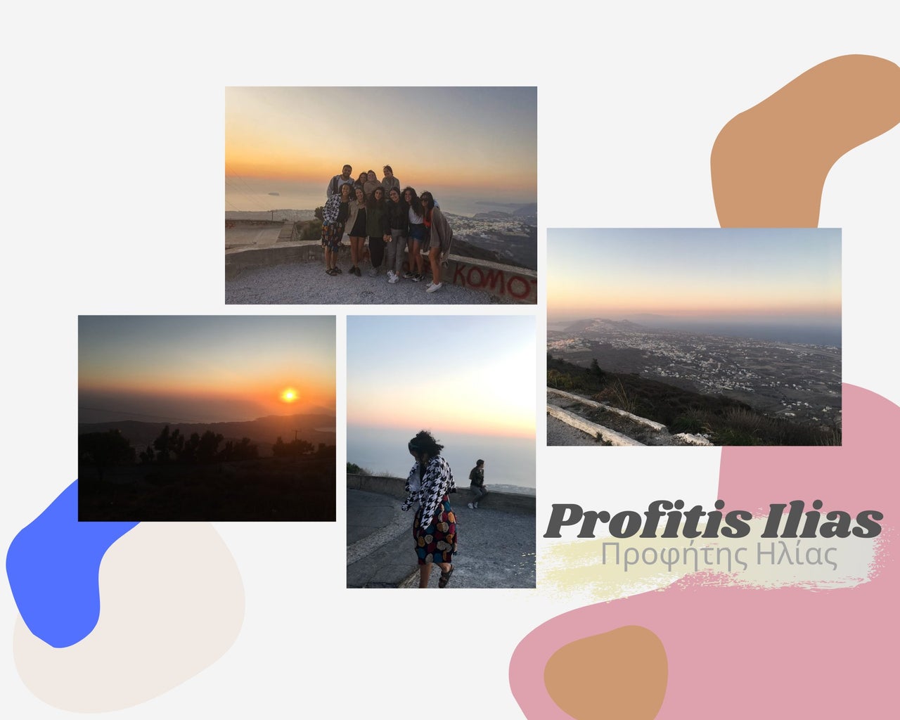 Collage of images with my friends in Profitis Ilias, Santorini