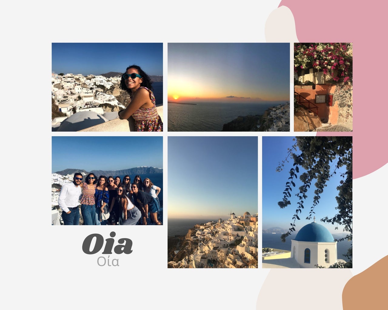Collage of pictures of Oia, Santorini