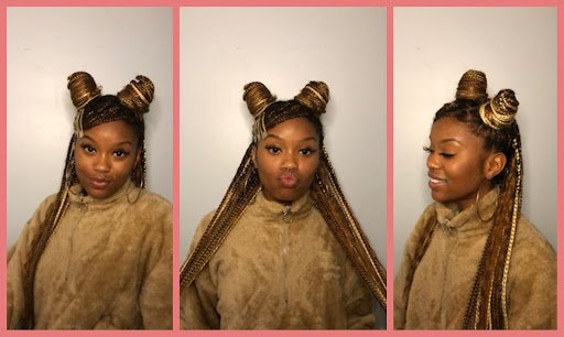 Girl styling her hair