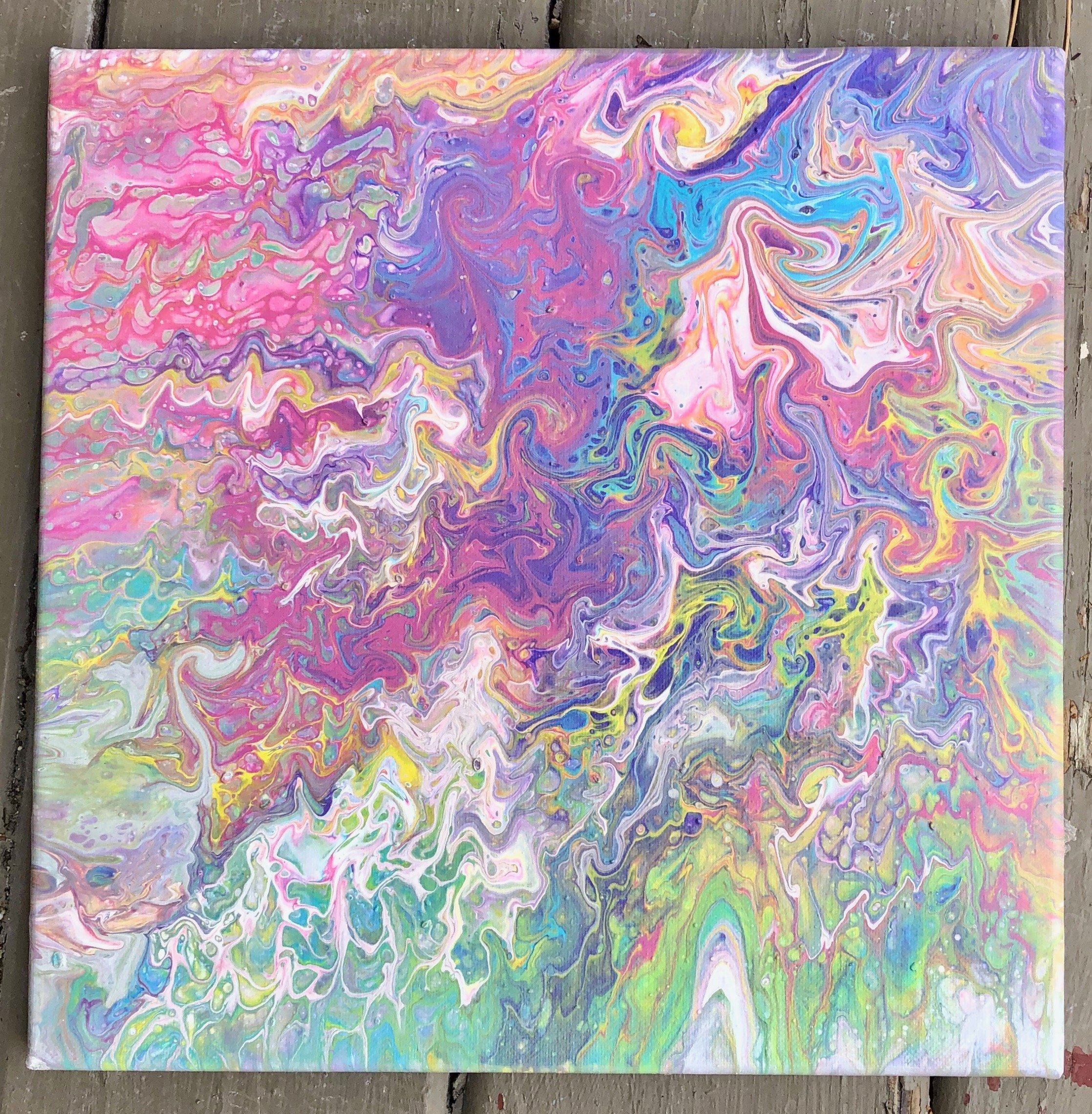rainbow paint pour canvas