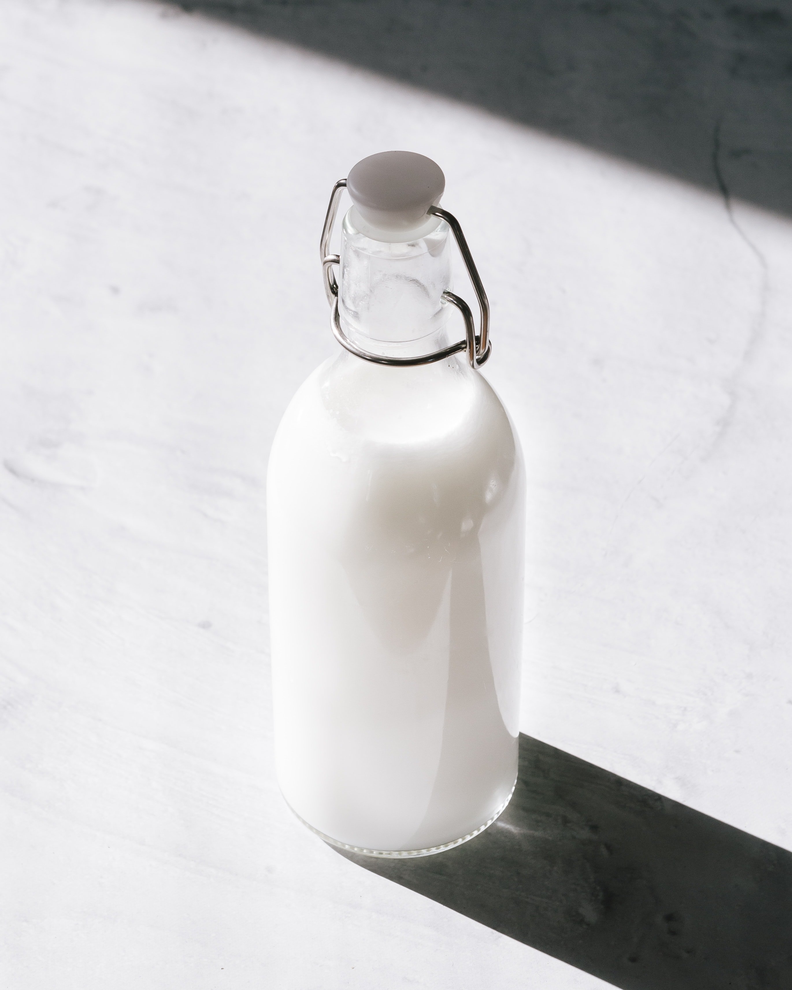 milk in glass bottle