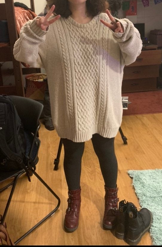 My friend in a sweater dress