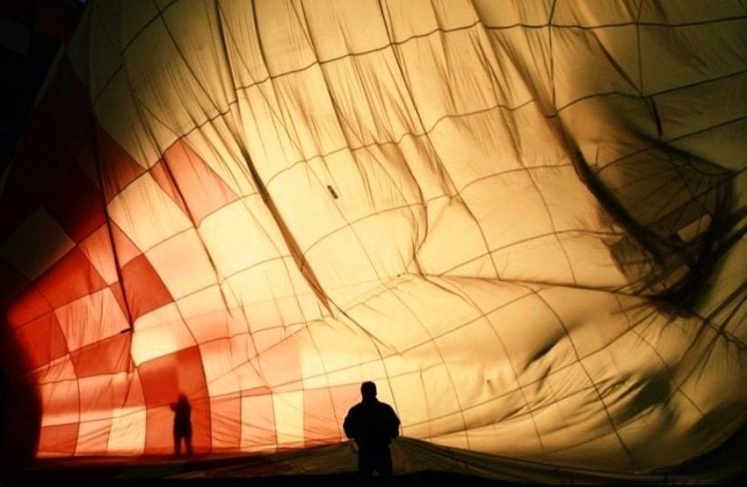 Summer\'s photo of the inside of a hot air balloon.