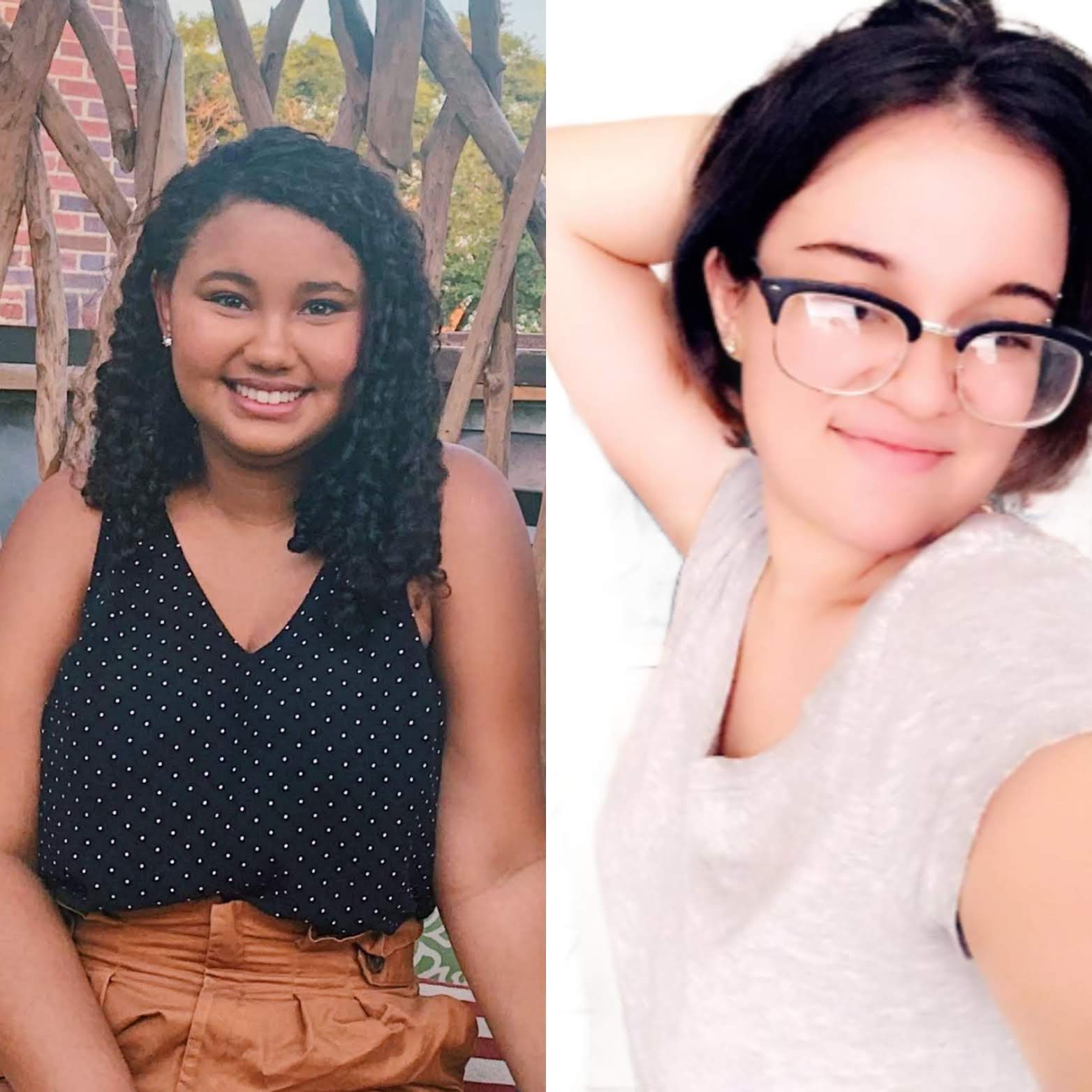 headshots of girls on podcast