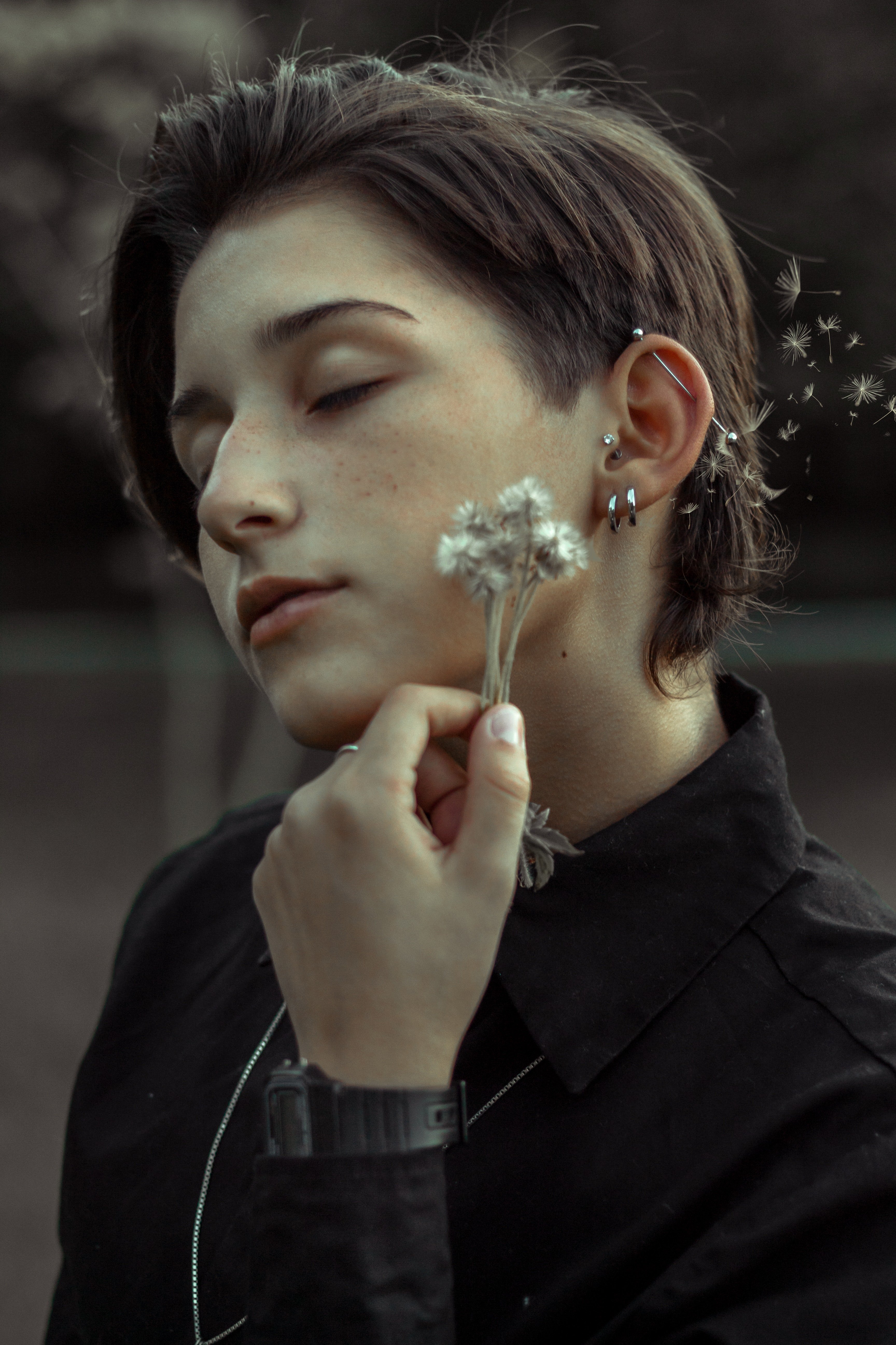 girl with ear piercings