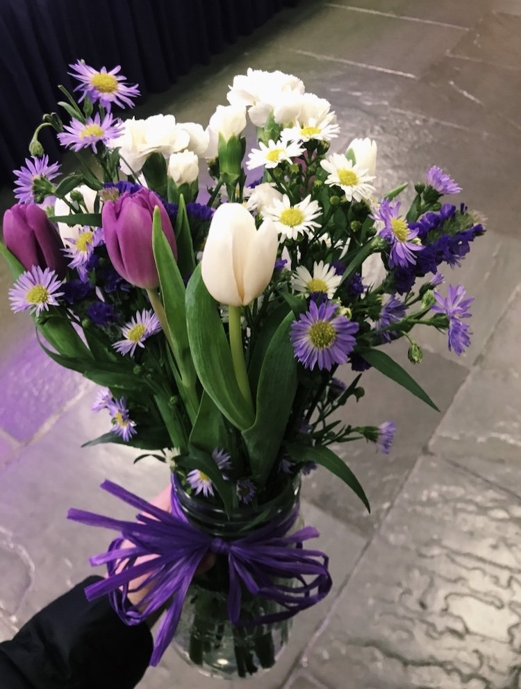 flowers in a mason jar