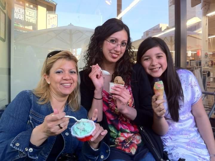 My mom and I with ice cream