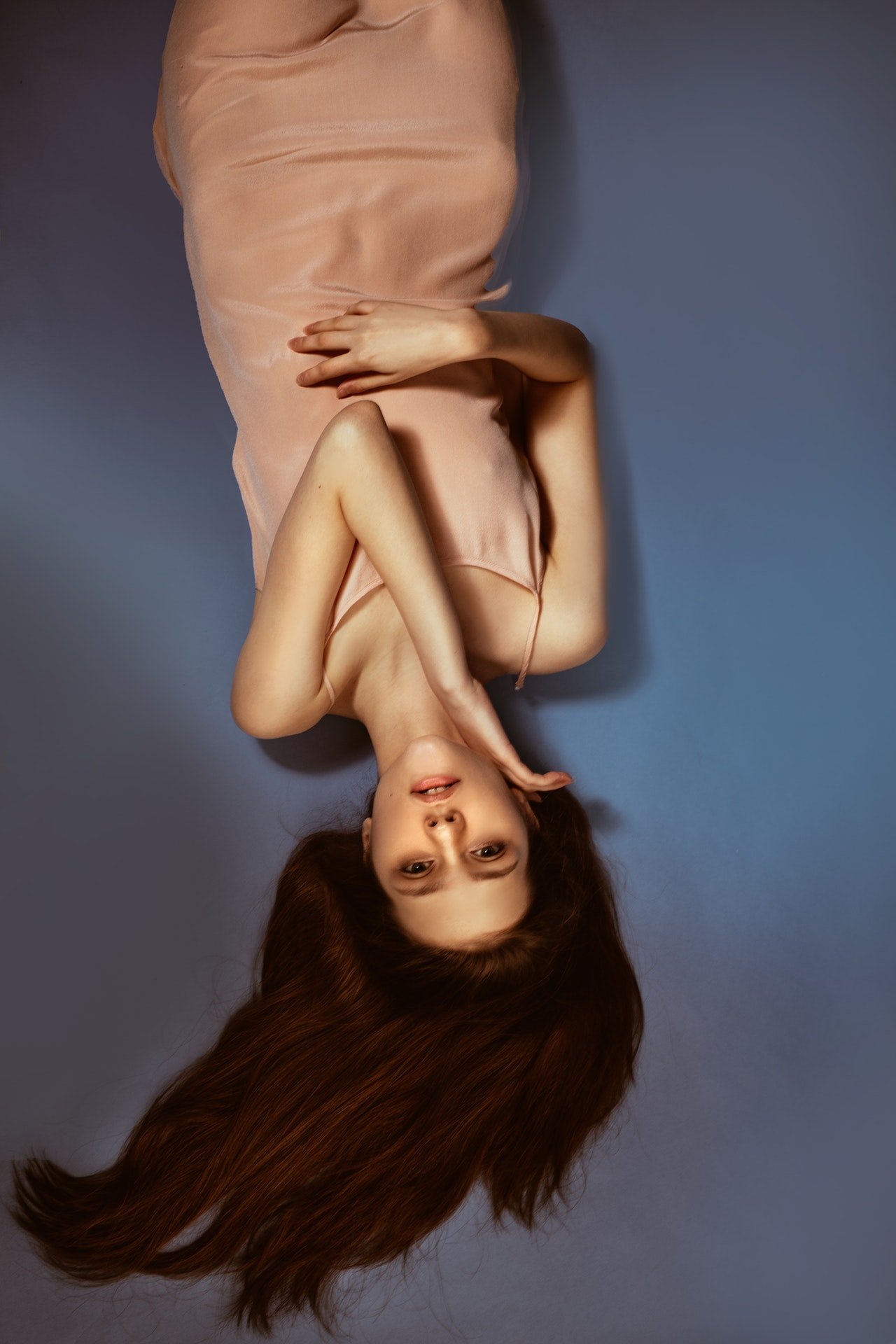 Woman wearing satin slip dress