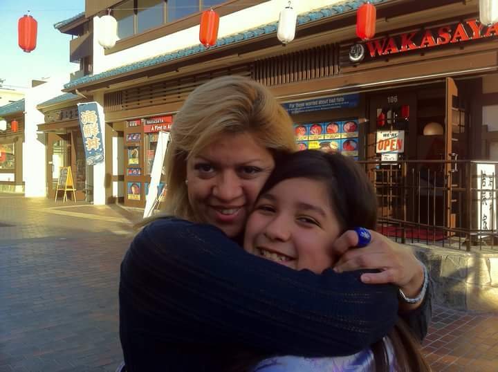 My mother hugging me