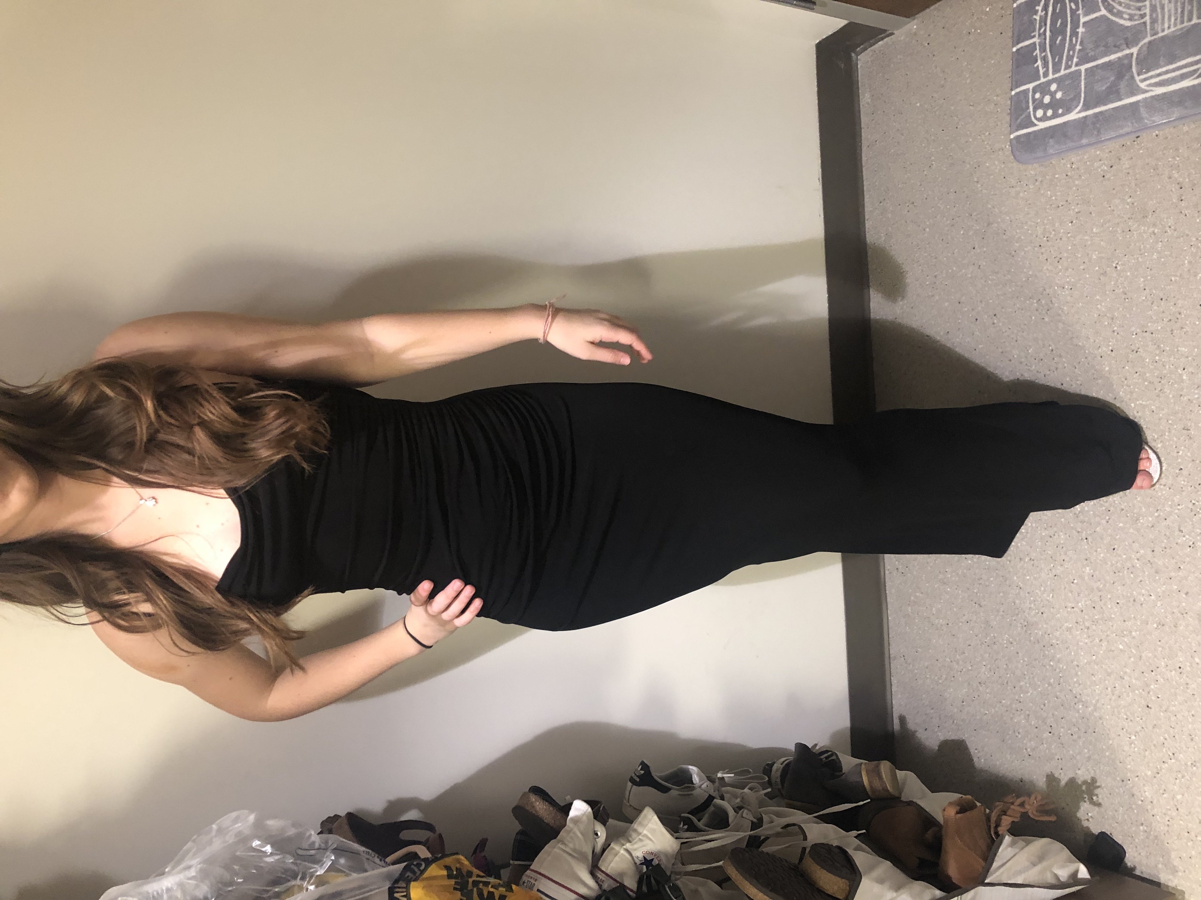 me in a dress in my dorm room