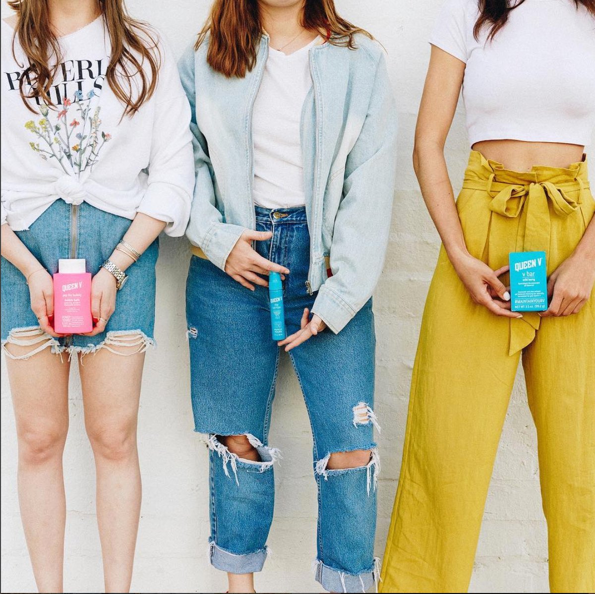 three women with queen v products