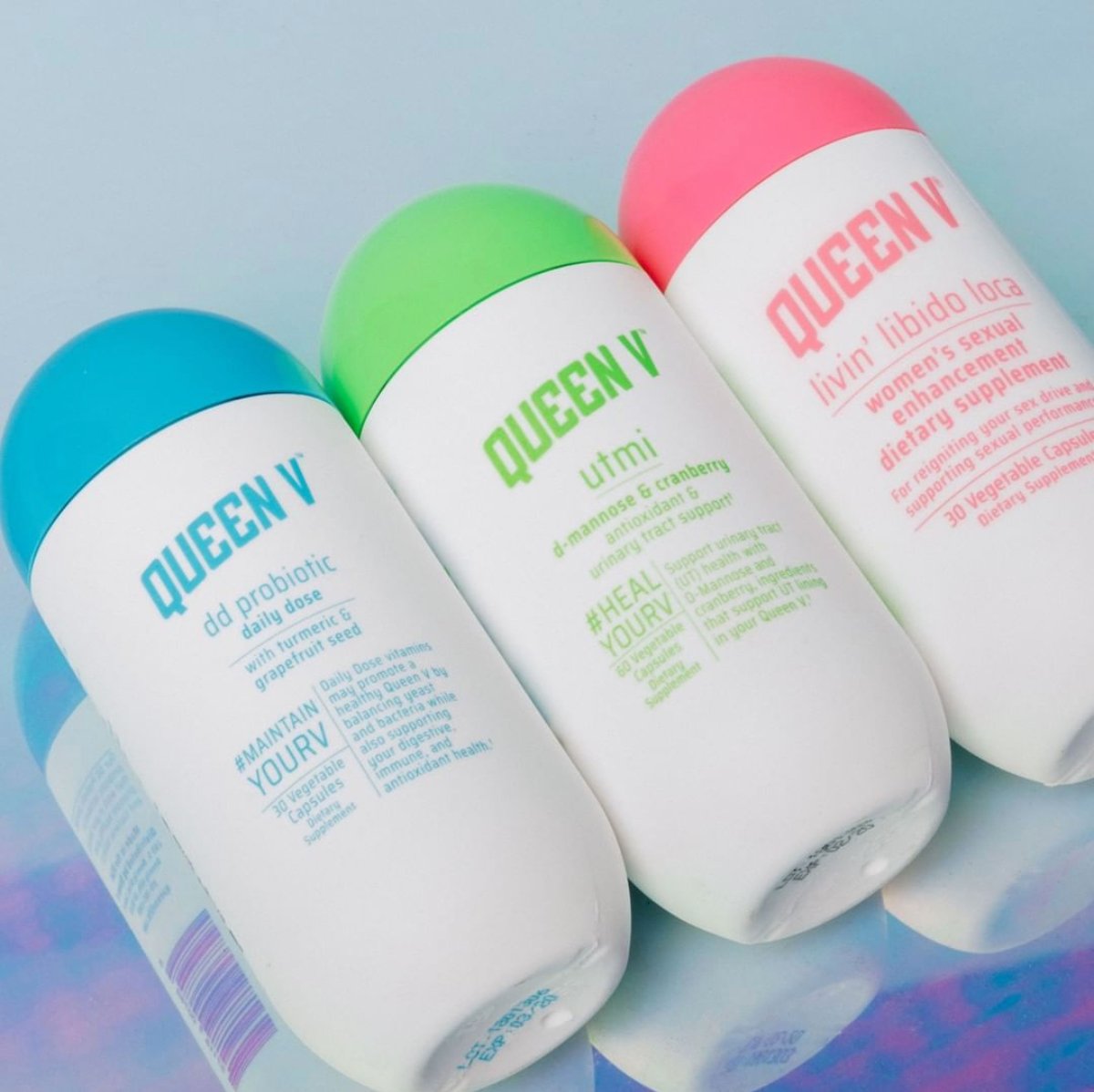 three bottles of queen v