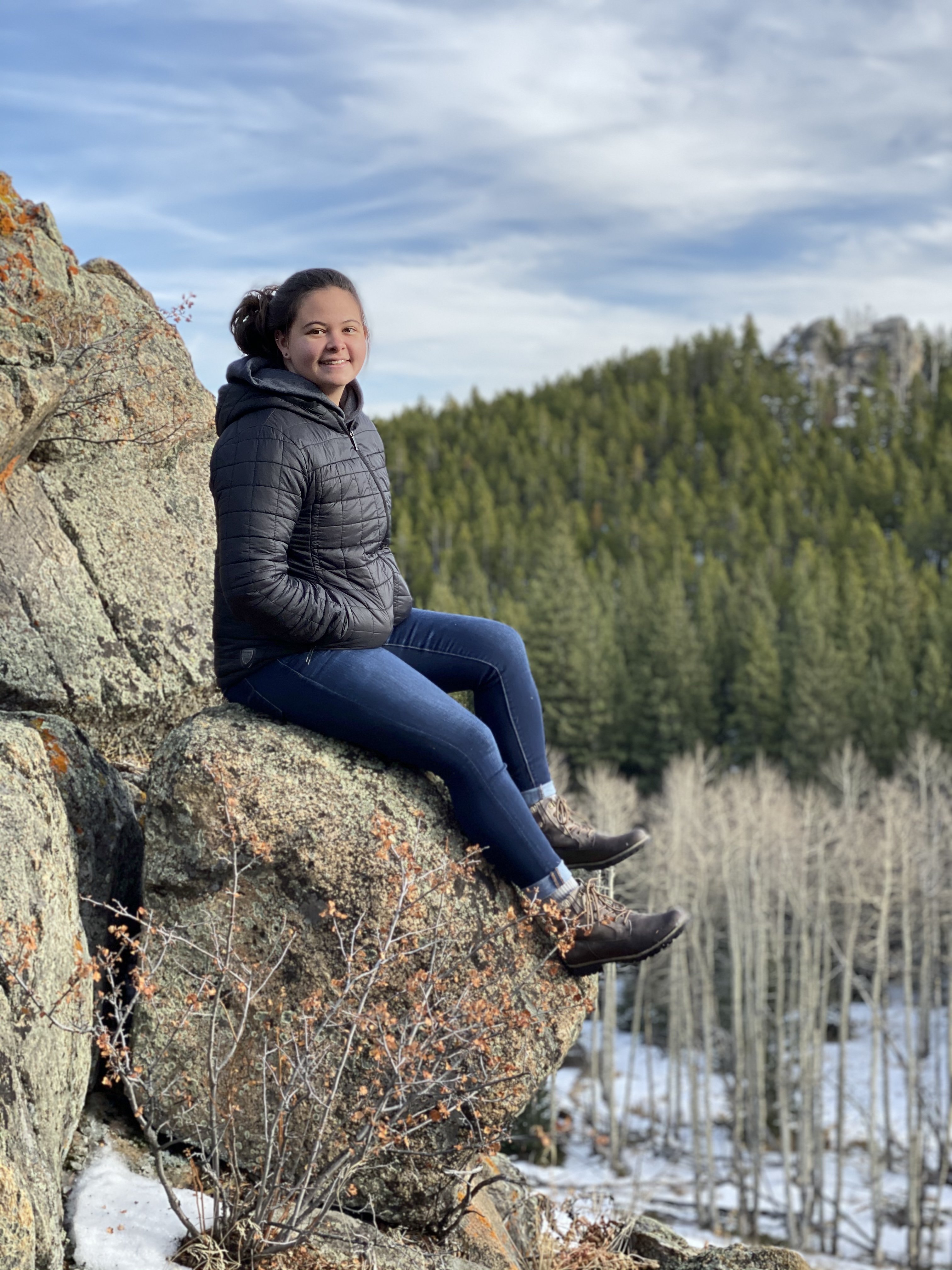 Woman smiling on mountain