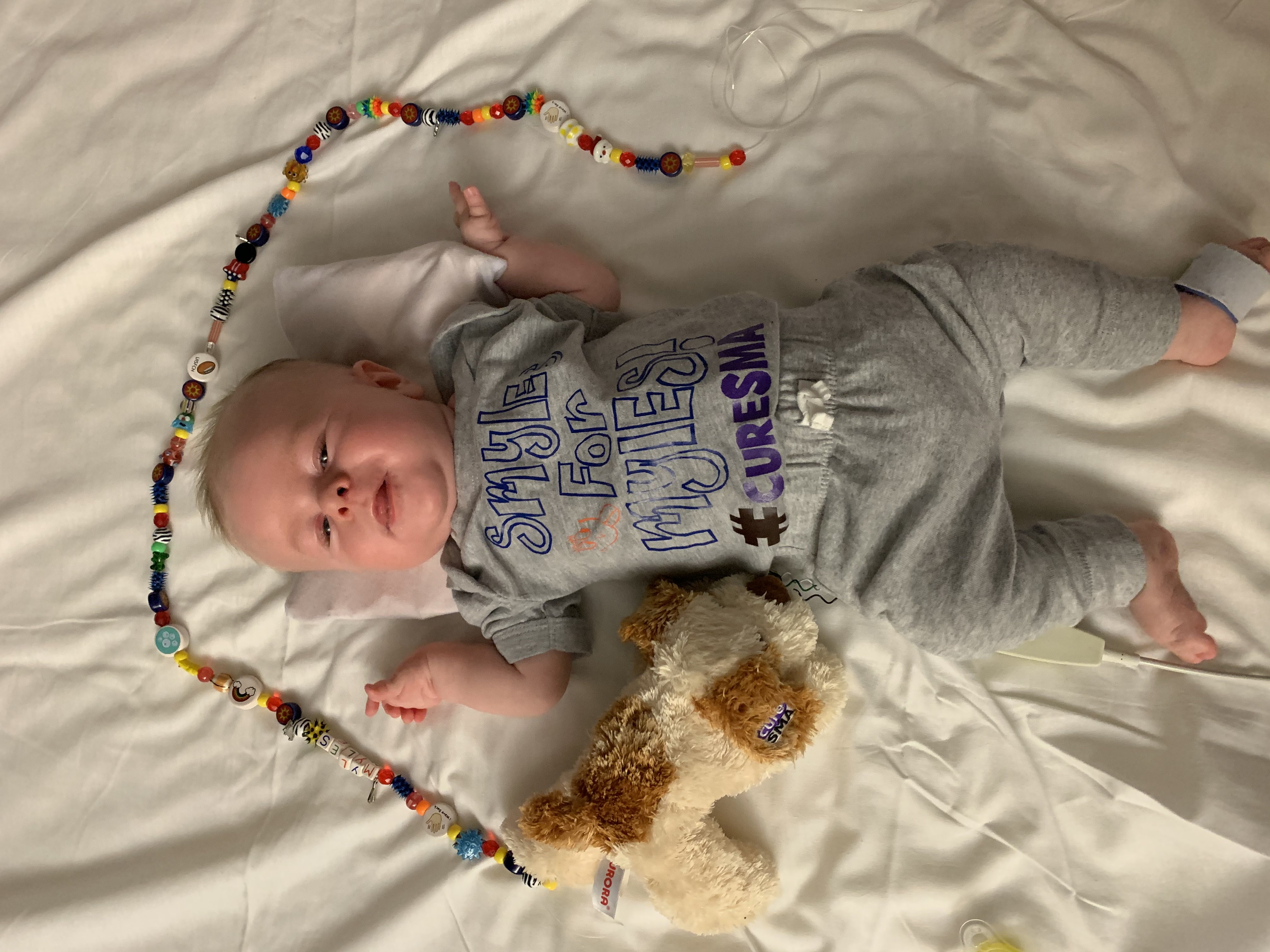 baby with stuffed animal #cureSMA