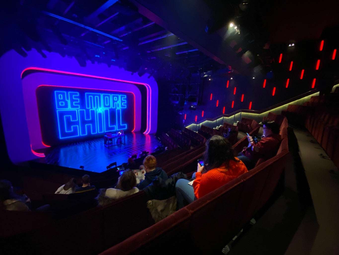 A view of the stage for Be More Chill.