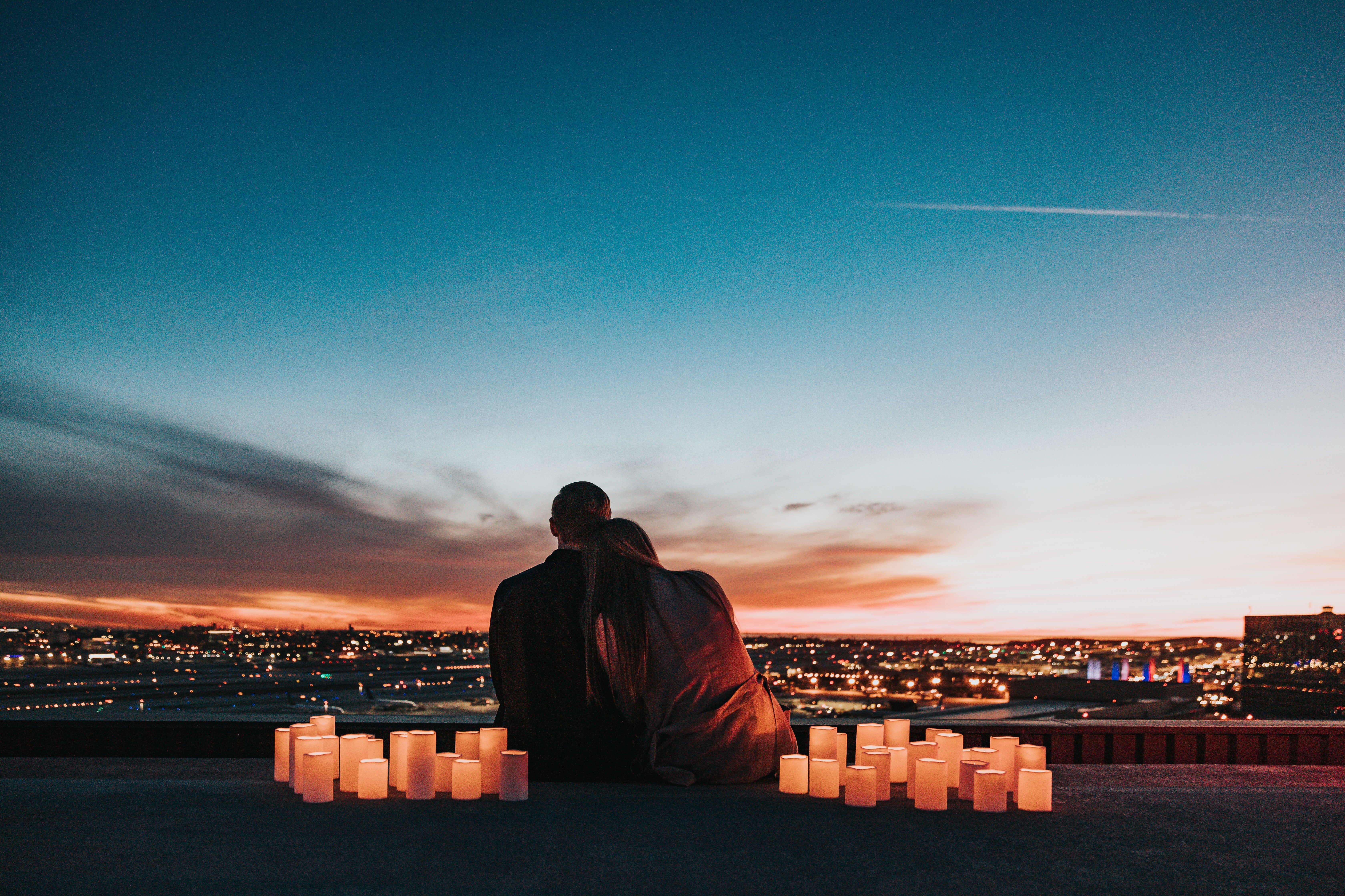 Couple looking over skyline