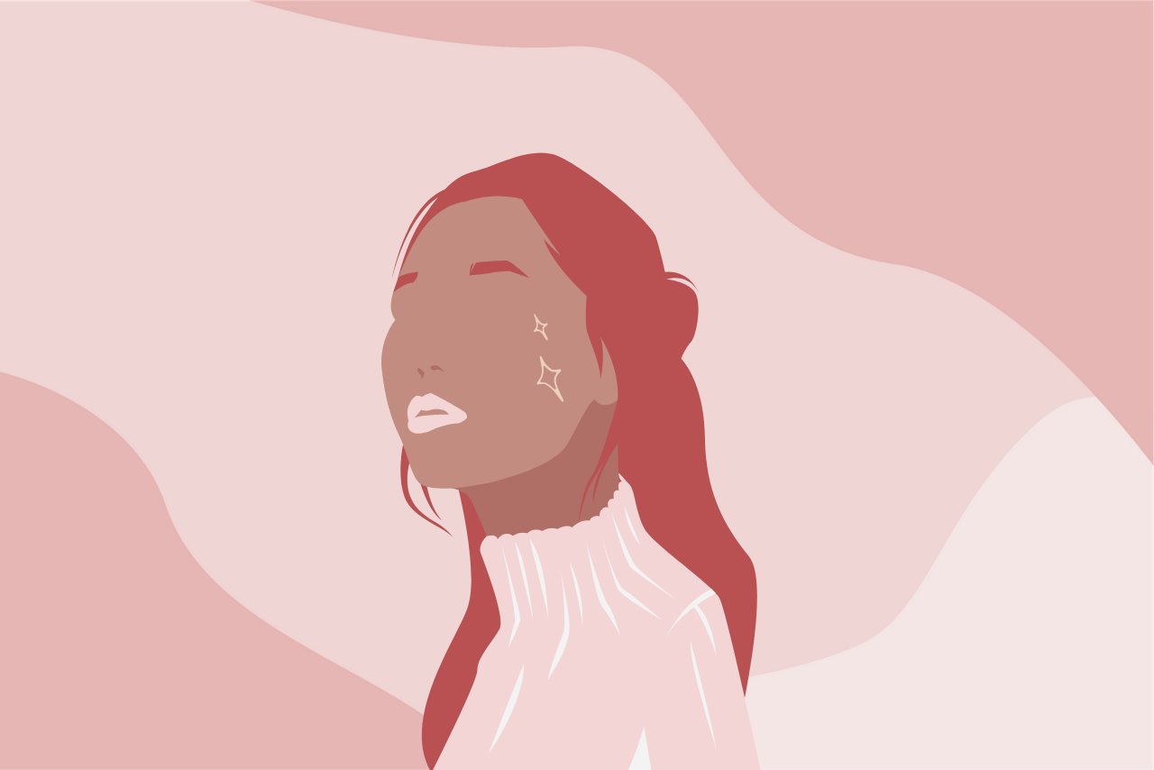 woman with highlight on her cheek