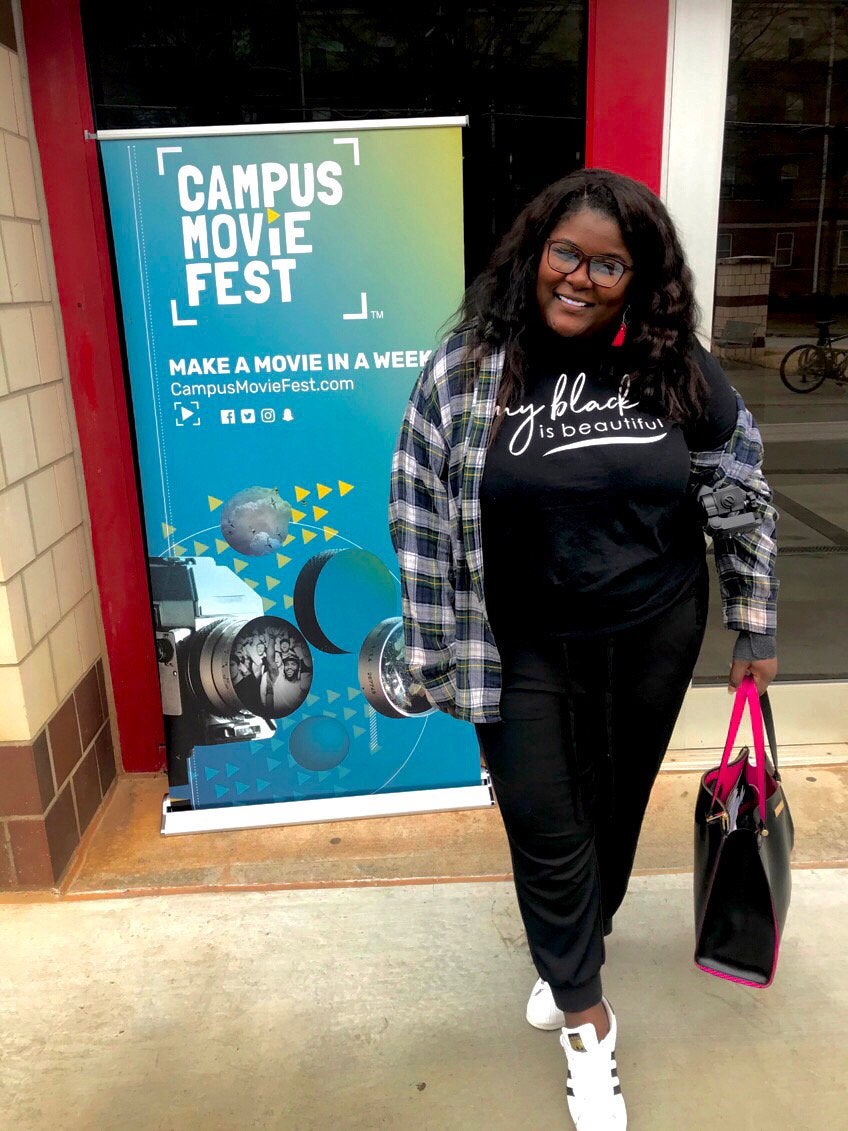 woman posing for campus movie fest
