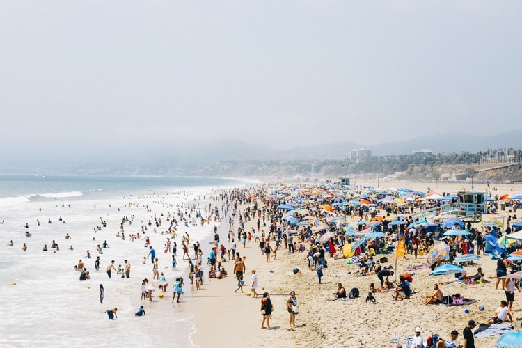crowd of people on beach