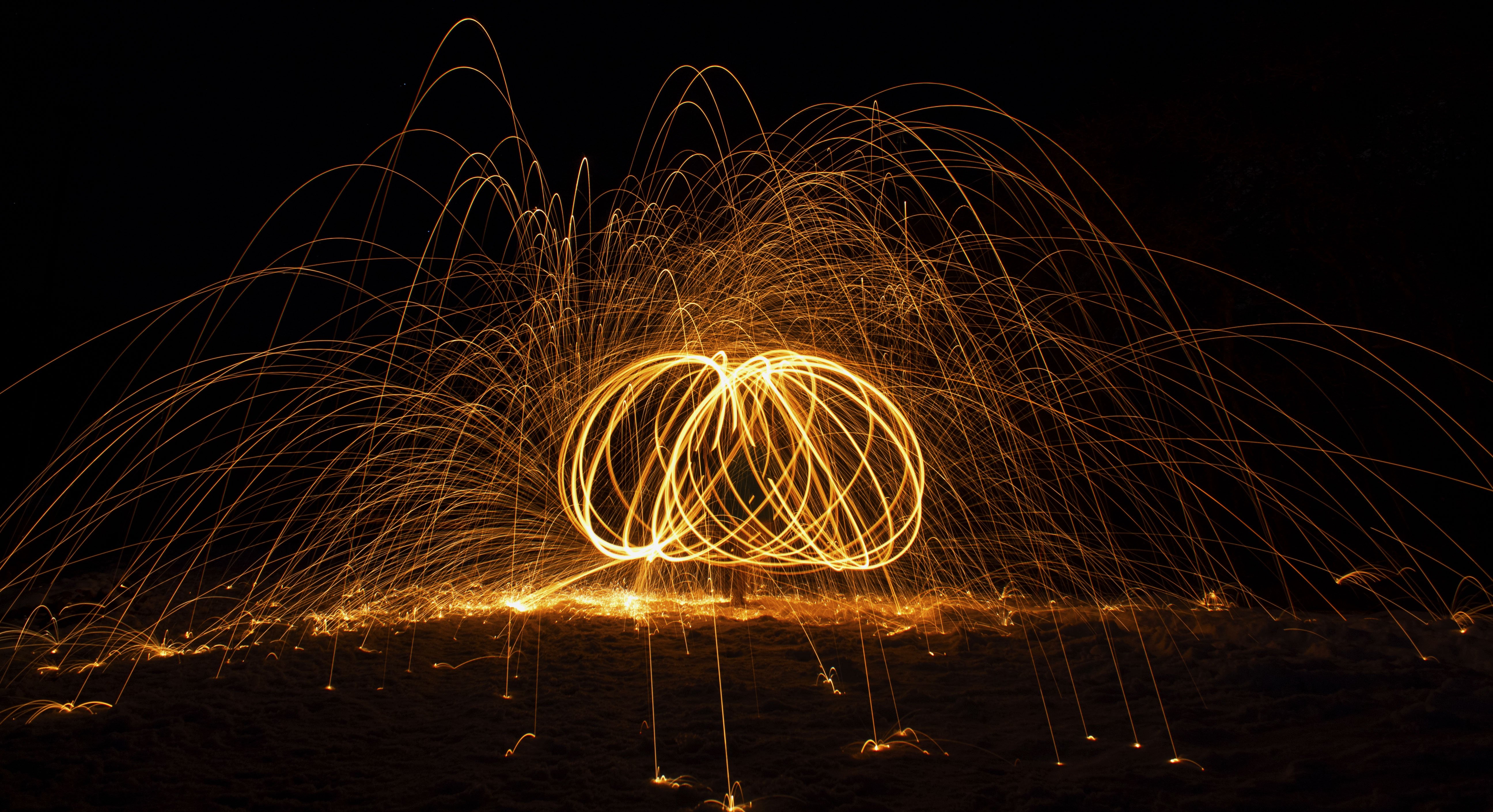 Night photo of steel wool photography.