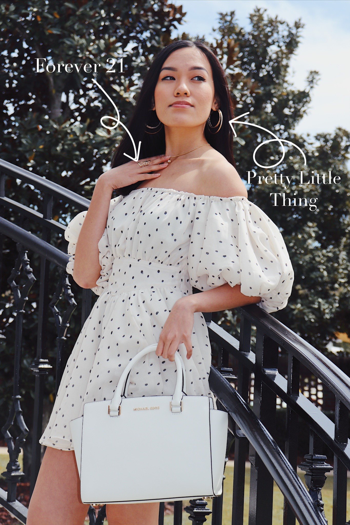 Girl wearing polka dot dress