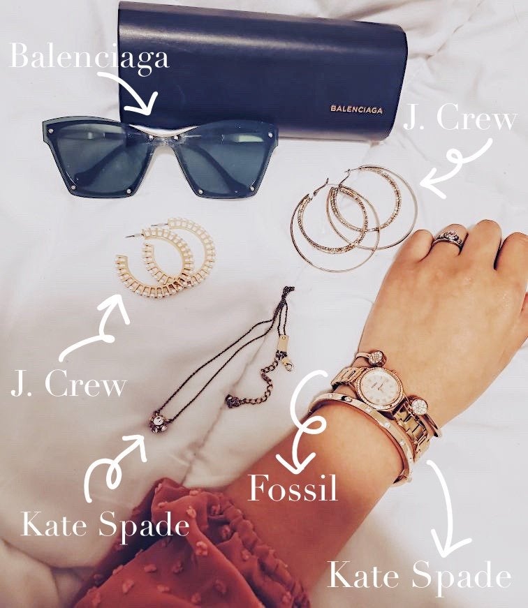 Flatlay of outfit accessories