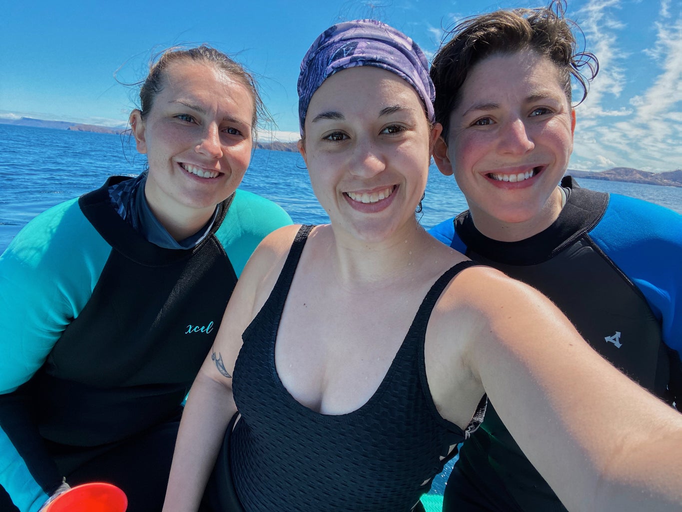 Three women on a boat