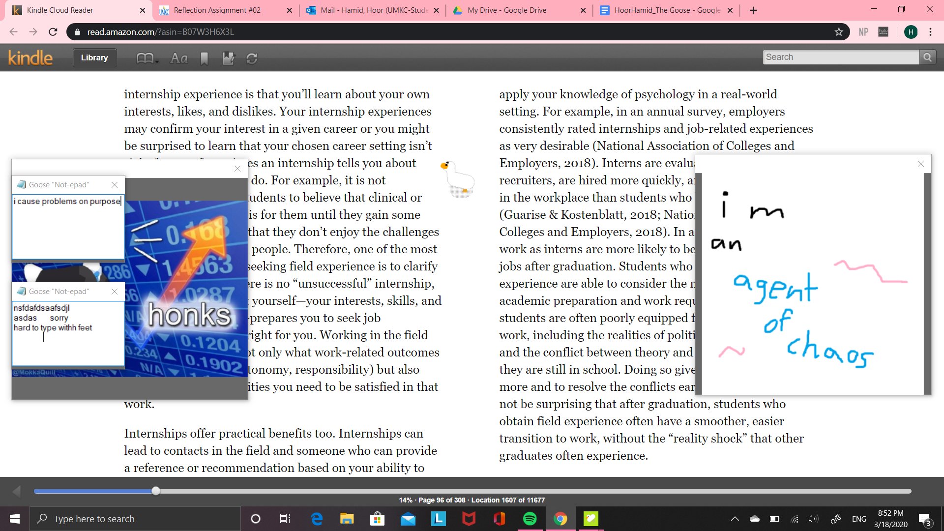A screenshot of the desktop goose on my PC screen