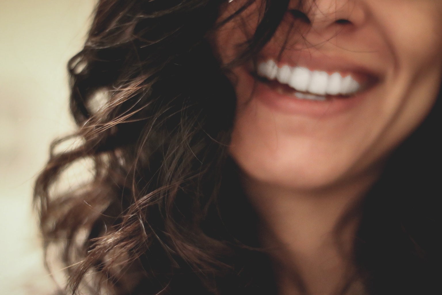 close-up of a woman\'s smile