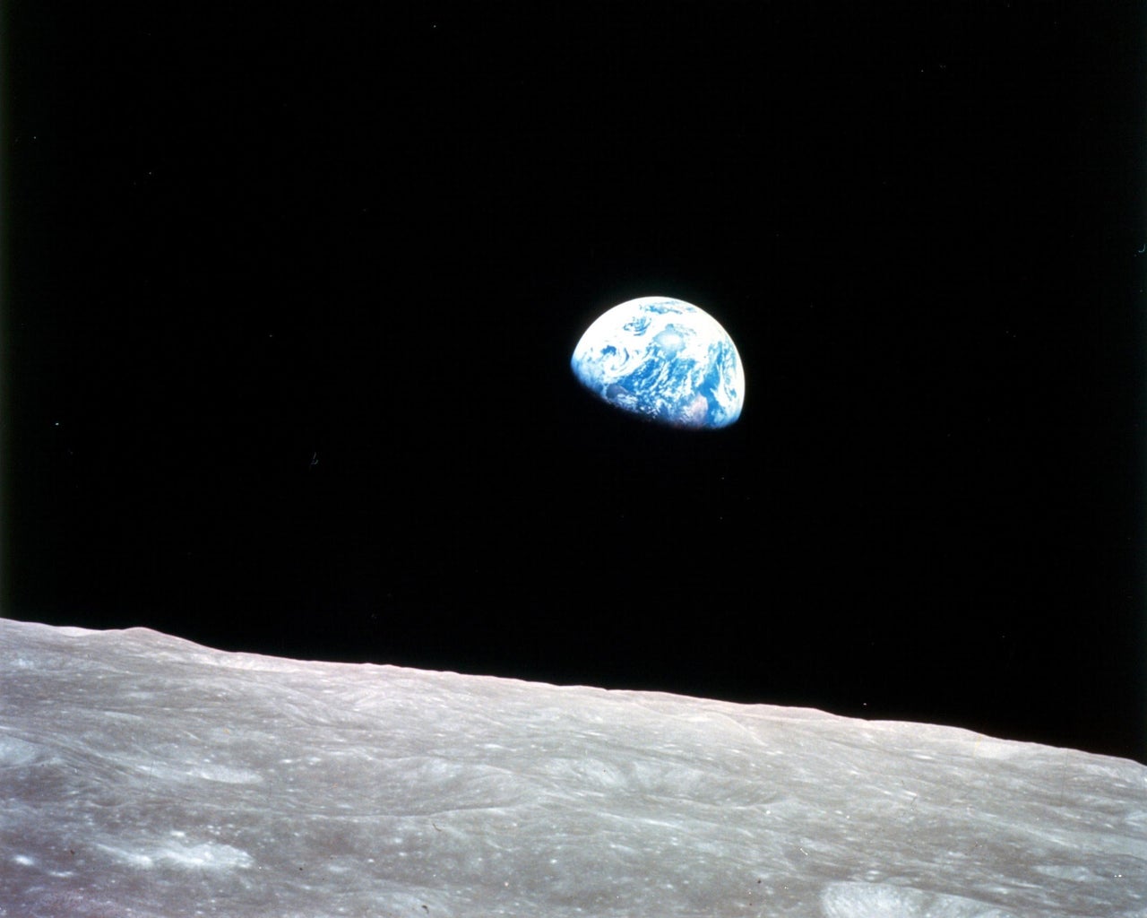 view of Earth from Moon at an angle