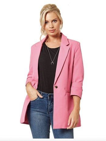 Pink Casual Ladies Office Blazers Casual Work Jacket Suit