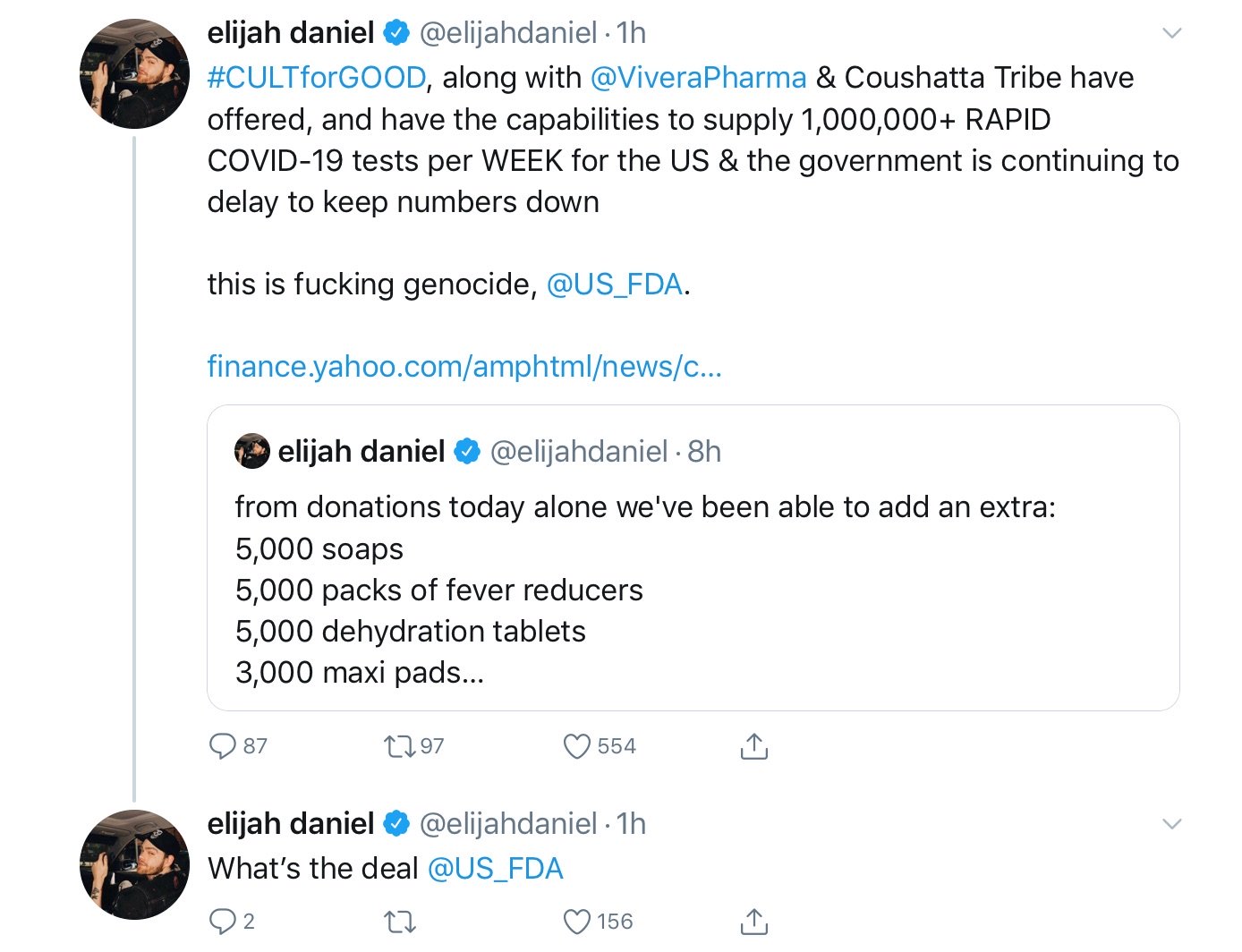 A screenshot of Elijah\'s socials