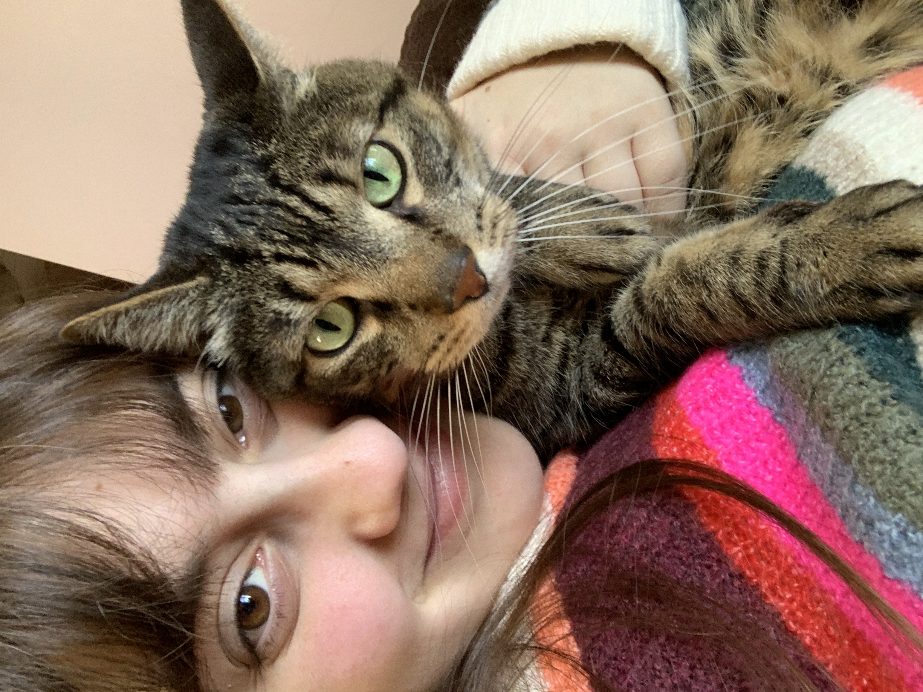 my cat Jay Jay and me today, eight years after he was adopted