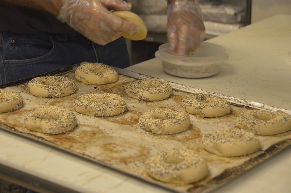 Bagel dough being made