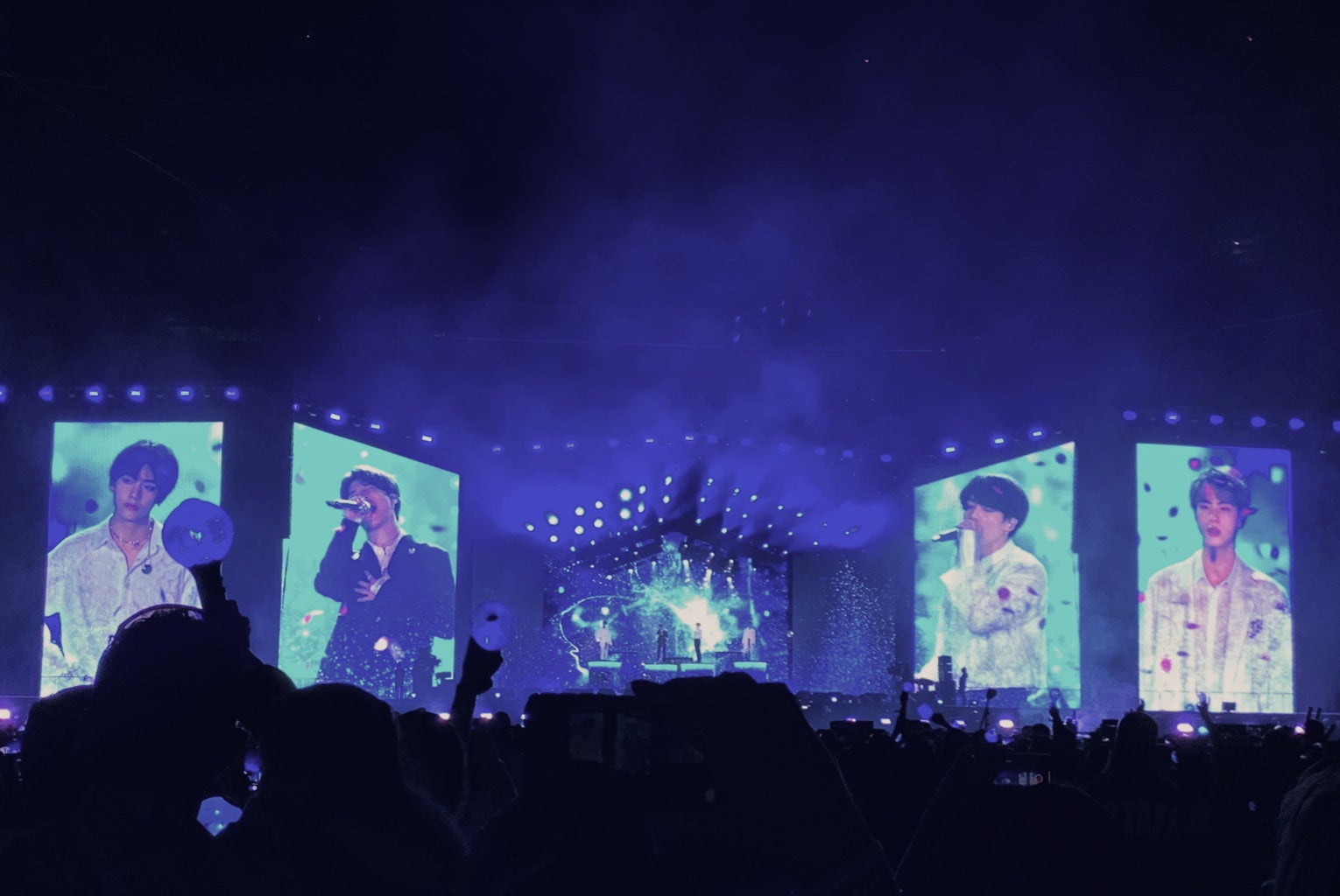 Vocal line of kpop band BTS perform at MetLife Stadium