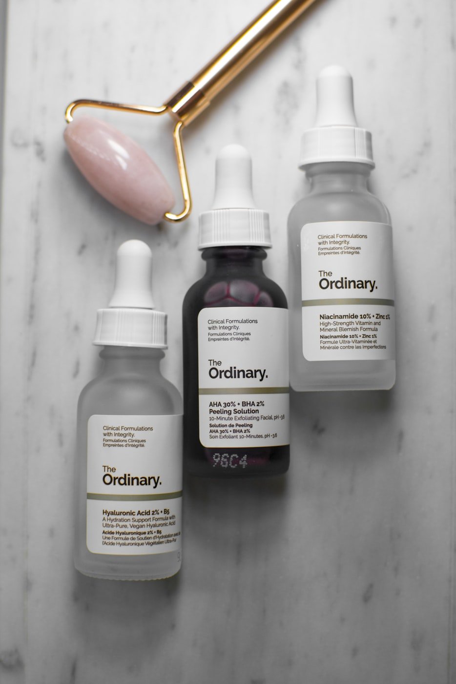 3 Skin care bottles of The Ordinary