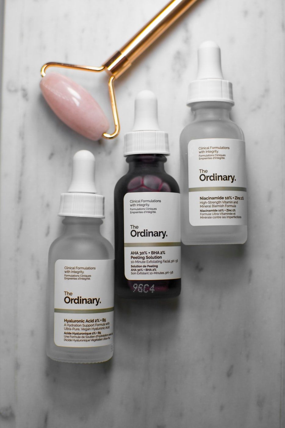 3 Skin care bottles of The Ordinary