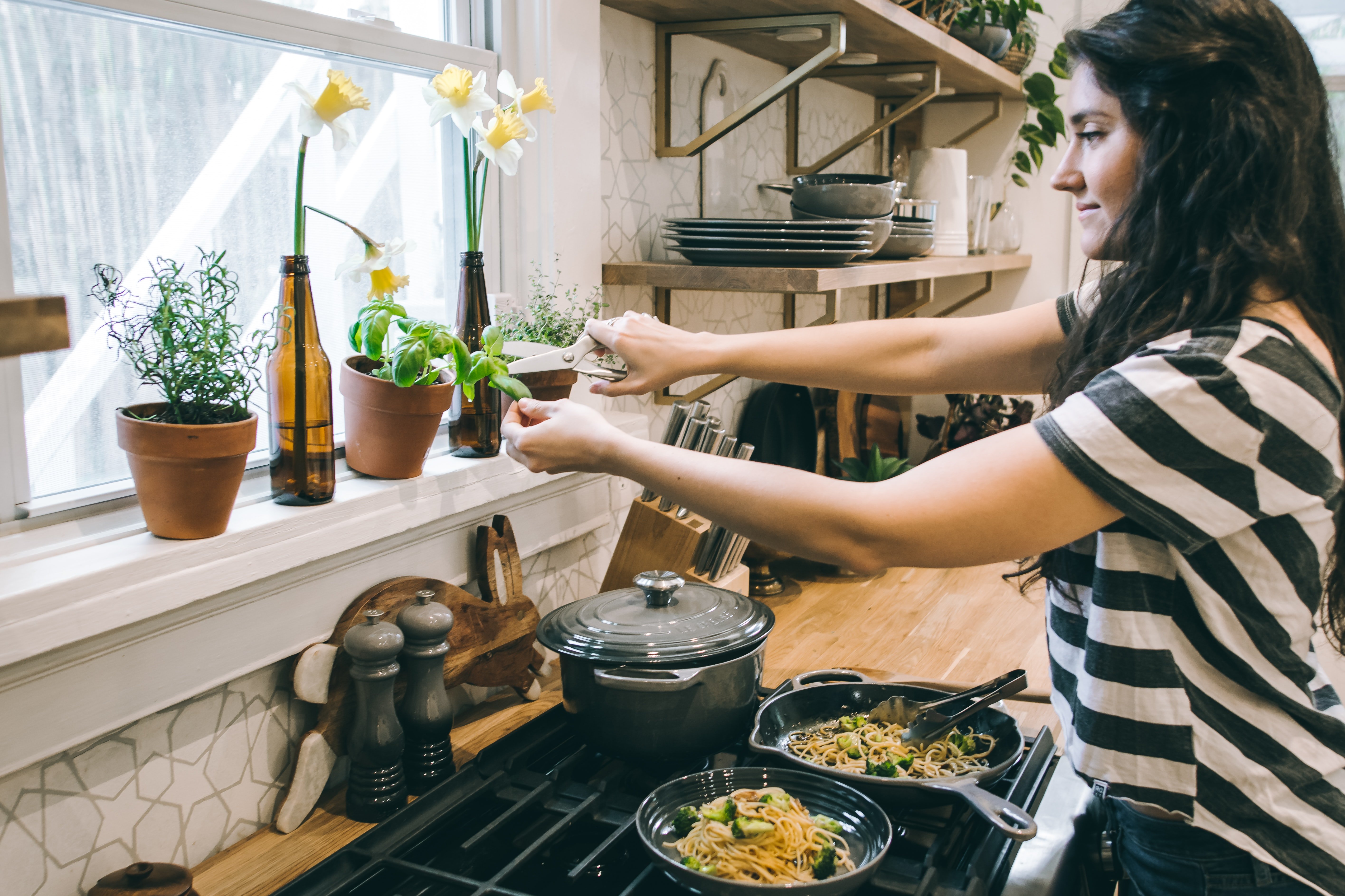 woman cooking in kitchen