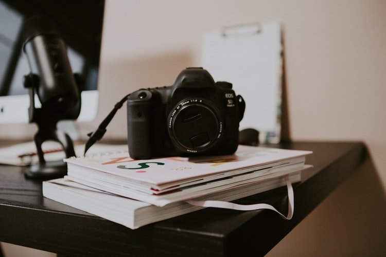 camera sitting on a desk