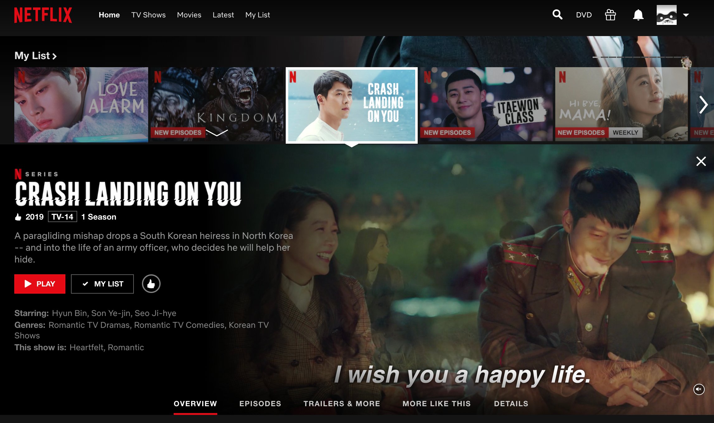 screenshots of own netflix account and shows that are watched