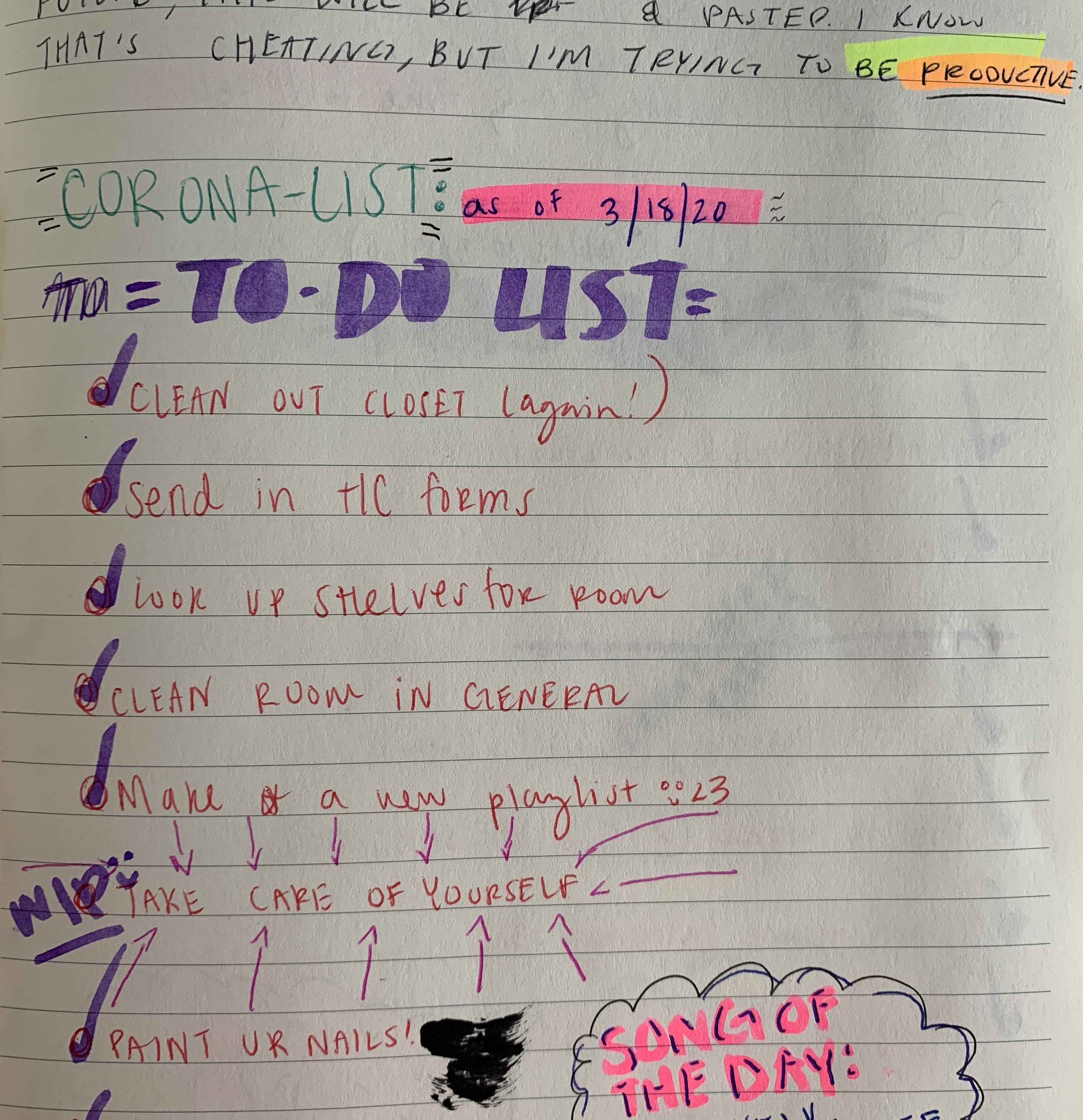 quarantine to do list