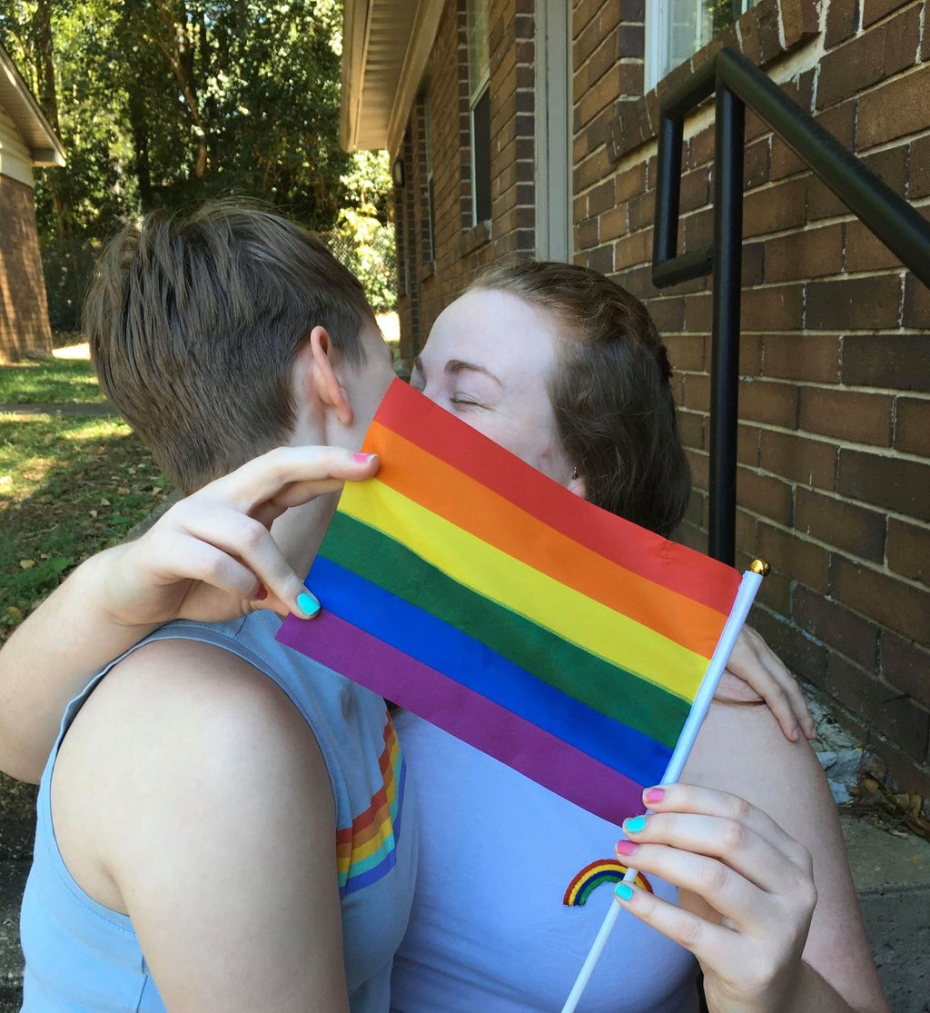 Devon and Lindsey celebrate their love with rainbows